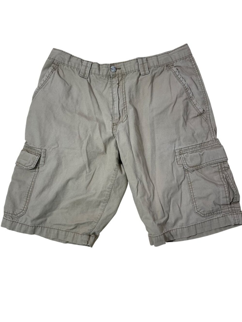 Eddie Bauer Cotton Cargo Shorts Khaki Tan Beige Sz 34